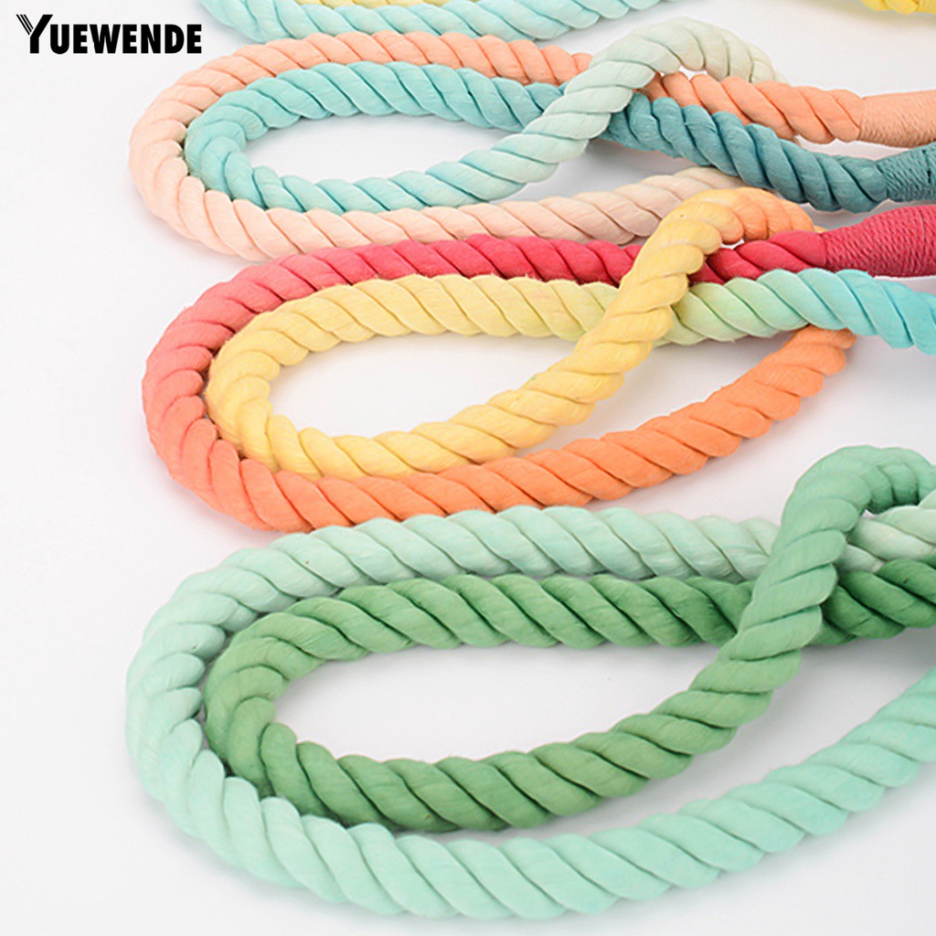 Dây Dắt Thú Cưng Đi Dạo Bằng Sợi Cotton Bện Màu Gradient Chống Mòn Tiện Dụng