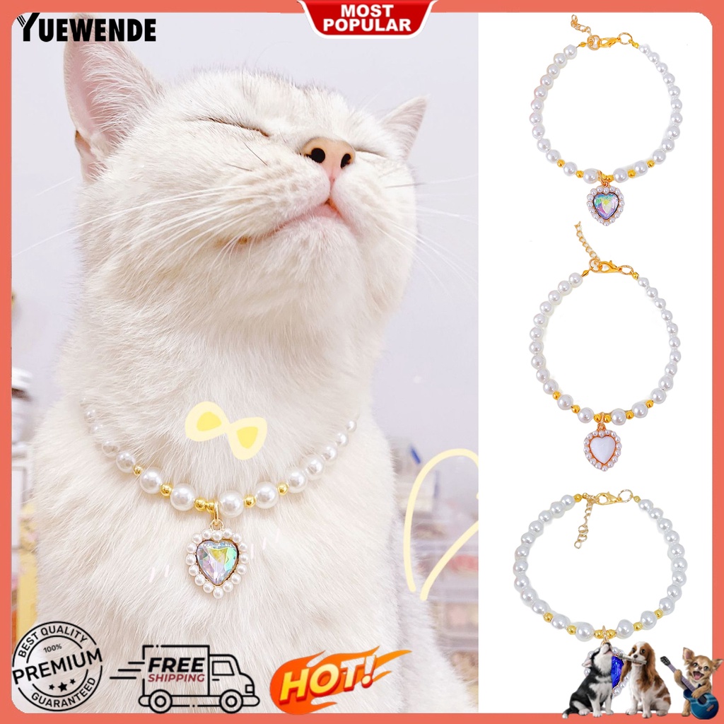 Yr.t Vòng Cổ Ngọc Trai Nhân Tạo Siêu Nhẹ Không Gây Kích Ứng Có Khóa Tôm Hùm Bằng Nhựa Resin Cho Thú Cưng