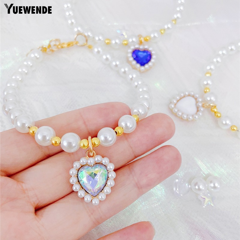 Yr.t Vòng Cổ Ngọc Trai Nhân Tạo Siêu Nhẹ Không Gây Kích Ứng Có Khóa Tôm Hùm Bằng Nhựa Resin Cho Thú Cưng