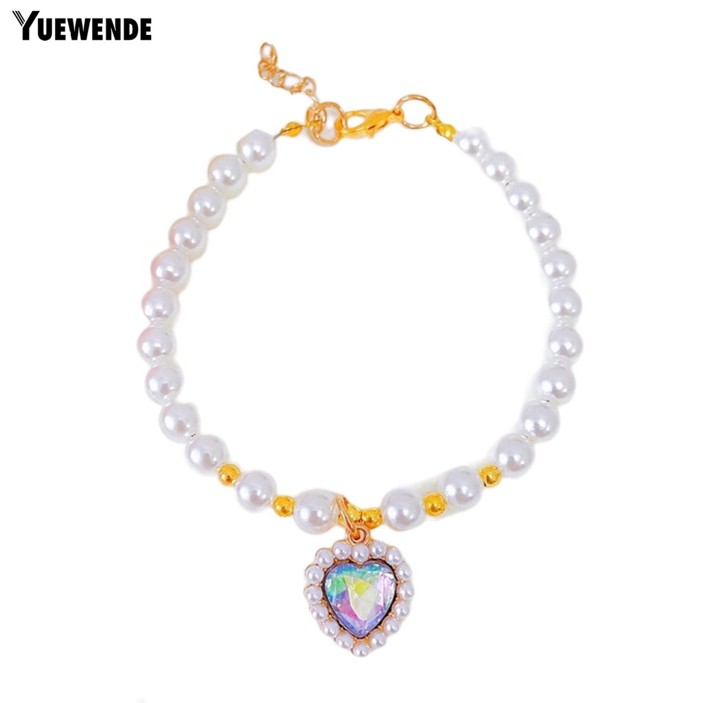 Yr.t Vòng Cổ Ngọc Trai Nhân Tạo Siêu Nhẹ Không Gây Kích Ứng Có Khóa Tôm Hùm Bằng Nhựa Resin Cho Thú Cưng