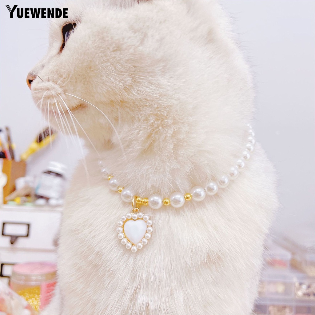 Yr.t Vòng Cổ Ngọc Trai Nhân Tạo Siêu Nhẹ Không Gây Kích Ứng Có Khóa Tôm Hùm Bằng Nhựa Resin Cho Thú Cưng