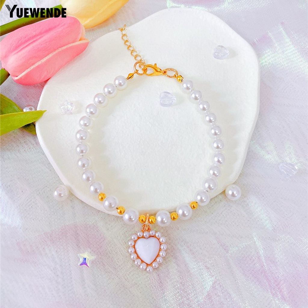 Yr.t Vòng Cổ Ngọc Trai Nhân Tạo Siêu Nhẹ Không Gây Kích Ứng Có Khóa Tôm Hùm Bằng Nhựa Resin Cho Thú Cưng