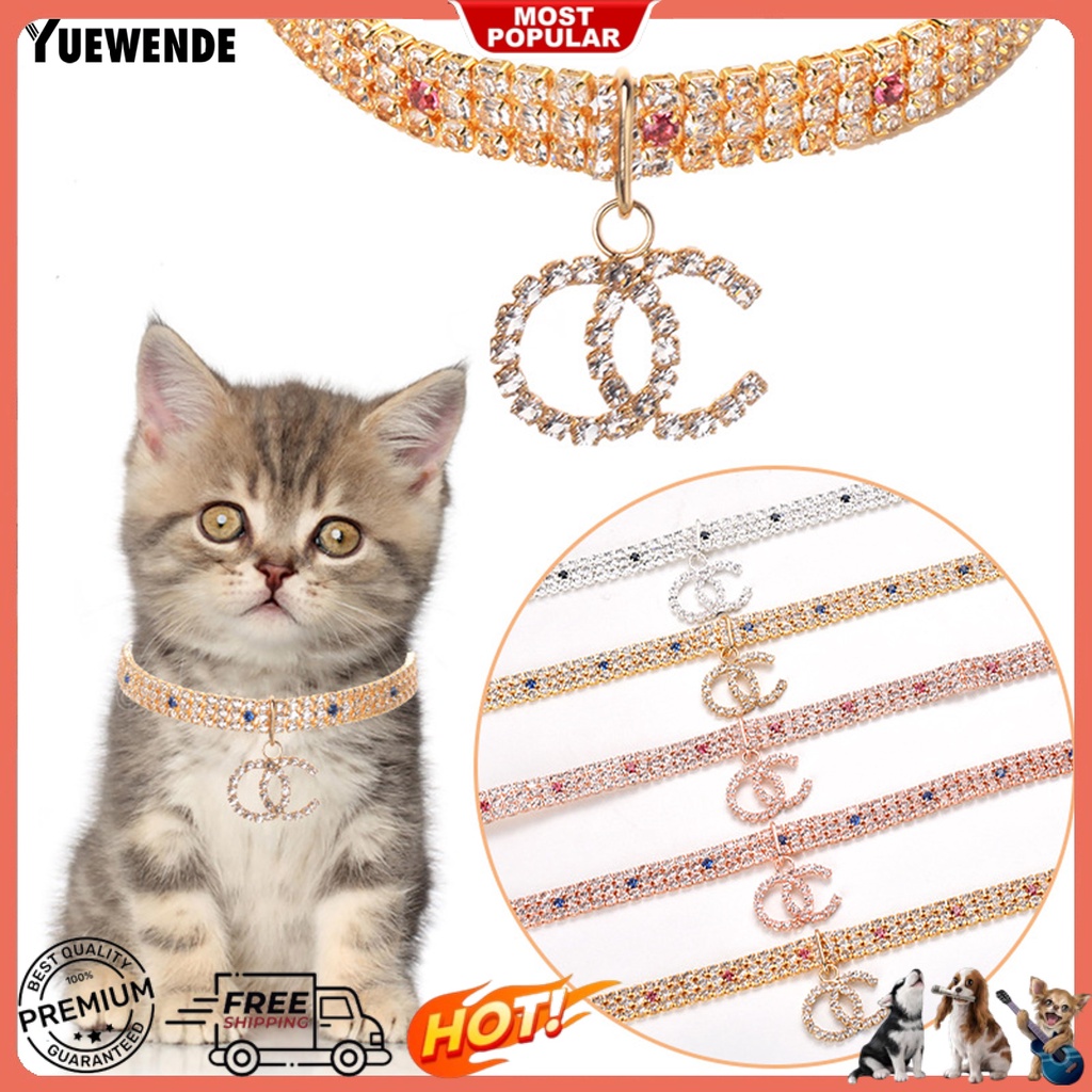 Vòng Cổ Đính Đá Lấp Lánh YR.T Có Khóa Tôm Hùm Màu Sắc Thân Thiện Với Da Cho Thú Cưng Chụp Ảnh
