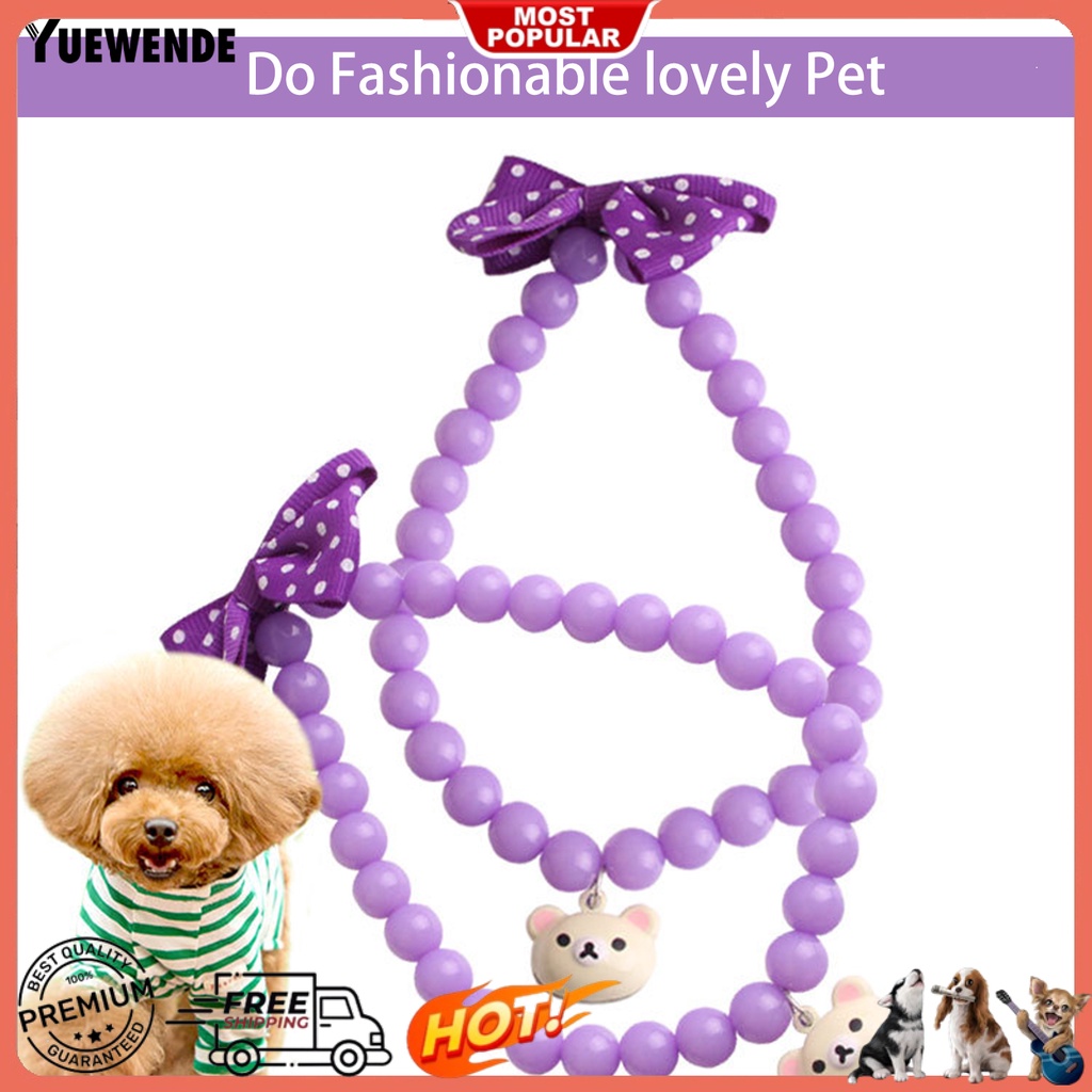 Vòng Cổ Gắn Hạt Nơ In Họa Tiết Chấm Bi / Đầu Gấu Hoạt Hình Dùng Làm Đạo Cụ Chụp Ảnh Cho Thú Cưng