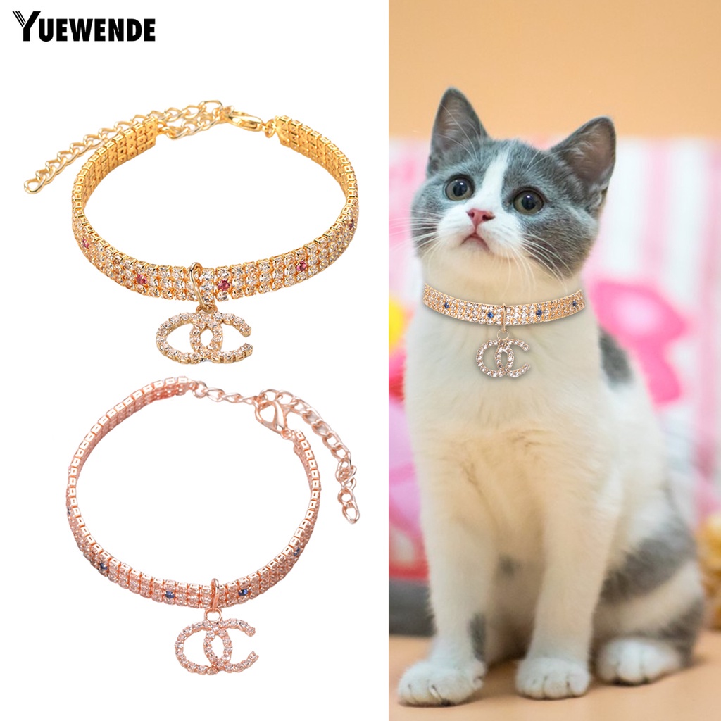 Vòng Cổ Đính Đá Lấp Lánh YR.T Có Khóa Tôm Hùm Màu Sắc Thân Thiện Với Da Cho Thú Cưng Chụp Ảnh