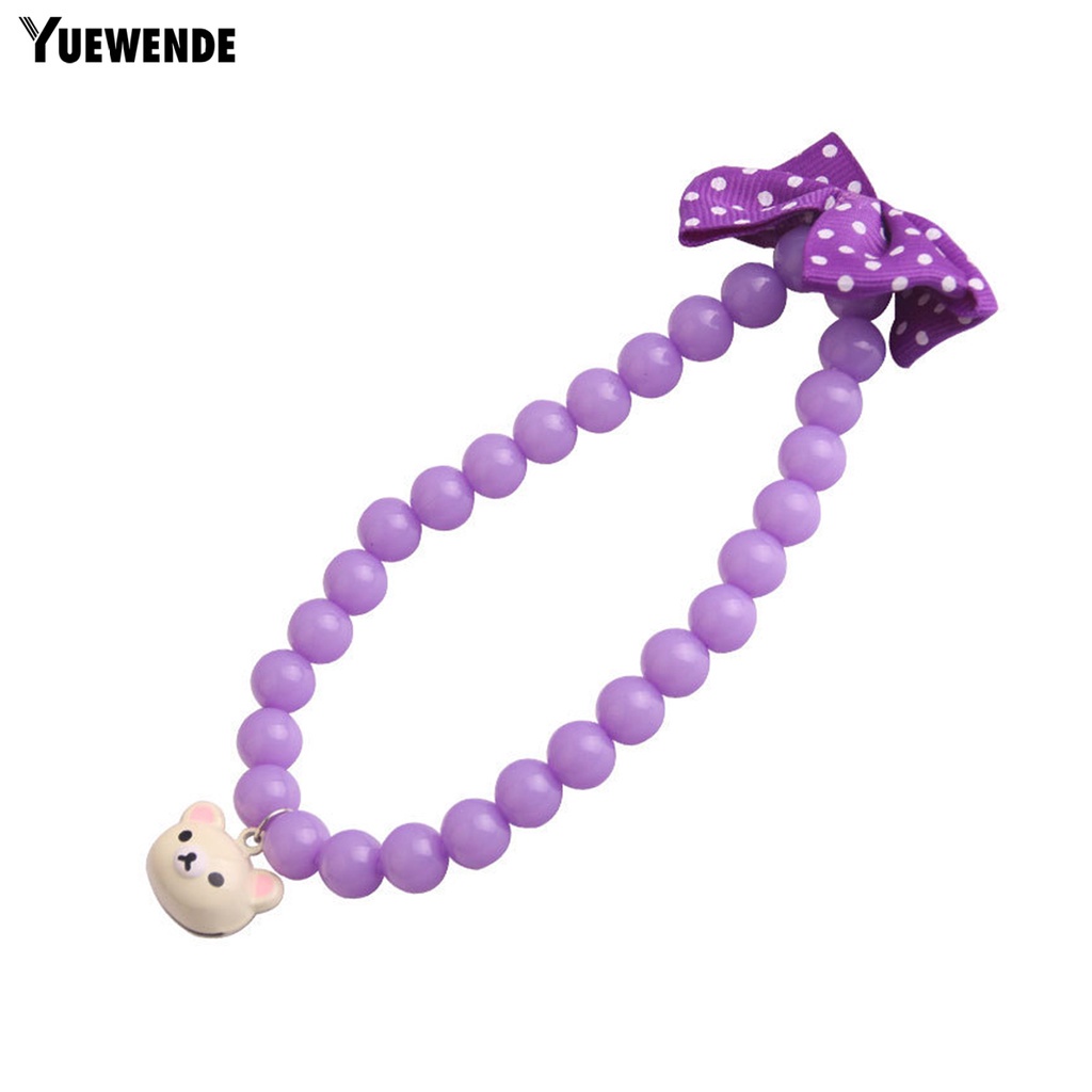 Vòng Cổ Gắn Hạt Nơ In Họa Tiết Chấm Bi / Đầu Gấu Hoạt Hình Dùng Làm Đạo Cụ Chụp Ảnh Cho Thú Cưng