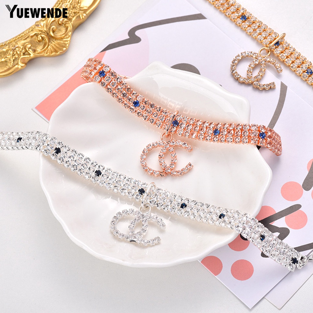 Vòng Cổ Đính Đá Lấp Lánh YR.T Có Khóa Tôm Hùm Màu Sắc Thân Thiện Với Da Cho Thú Cưng Chụp Ảnh