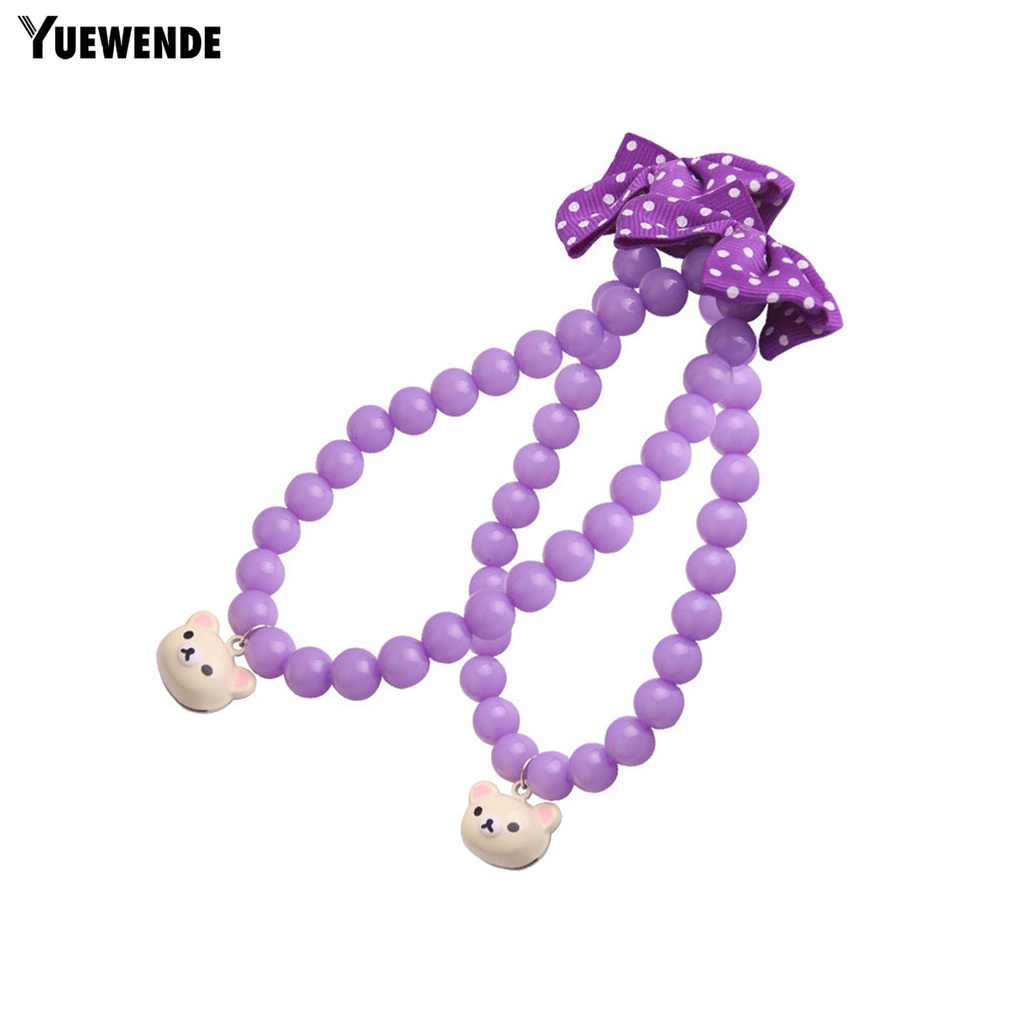 Vòng Cổ Gắn Hạt Nơ In Họa Tiết Chấm Bi / Đầu Gấu Hoạt Hình Dùng Làm Đạo Cụ Chụp Ảnh Cho Thú Cưng