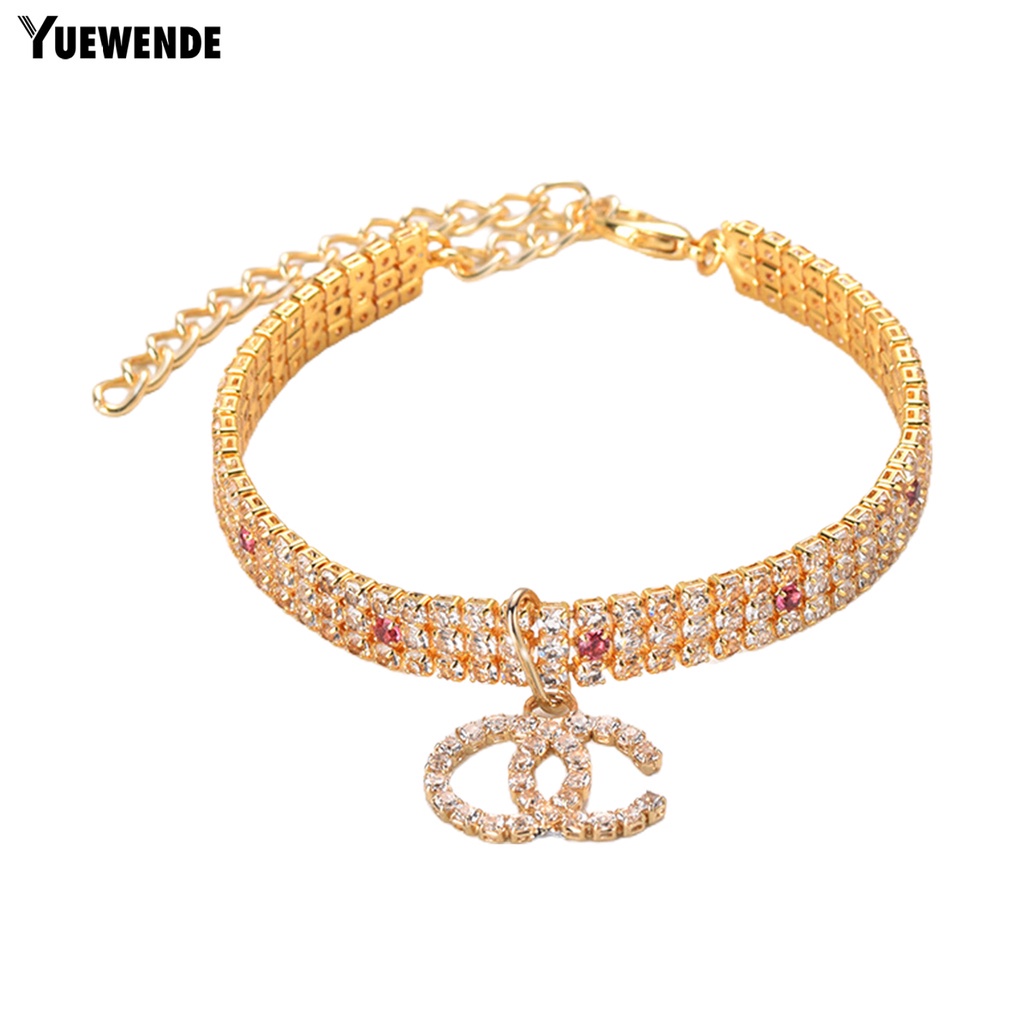 Vòng Cổ Đính Đá Lấp Lánh YR.T Có Khóa Tôm Hùm Màu Sắc Thân Thiện Với Da Cho Thú Cưng Chụp Ảnh