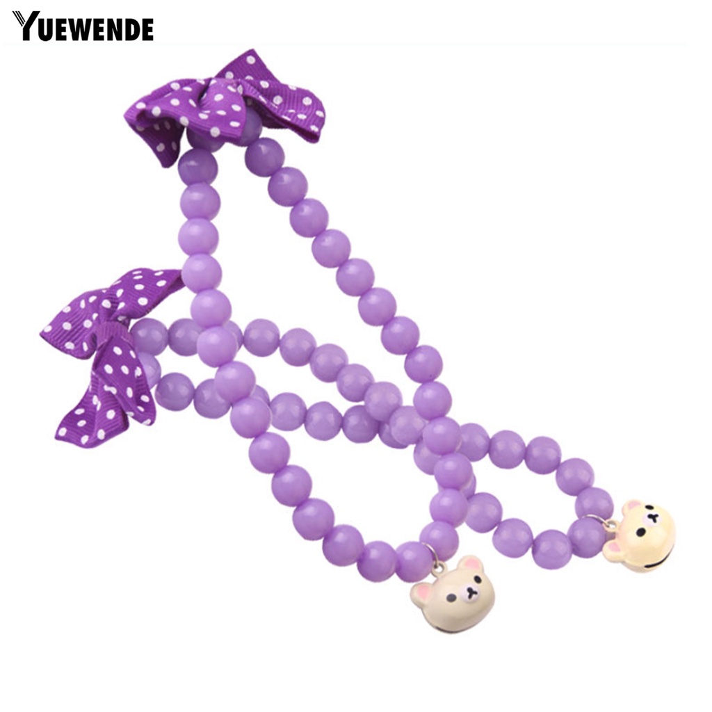 Vòng Cổ Gắn Hạt Nơ In Họa Tiết Chấm Bi / Đầu Gấu Hoạt Hình Dùng Làm Đạo Cụ Chụp Ảnh Cho Thú Cưng