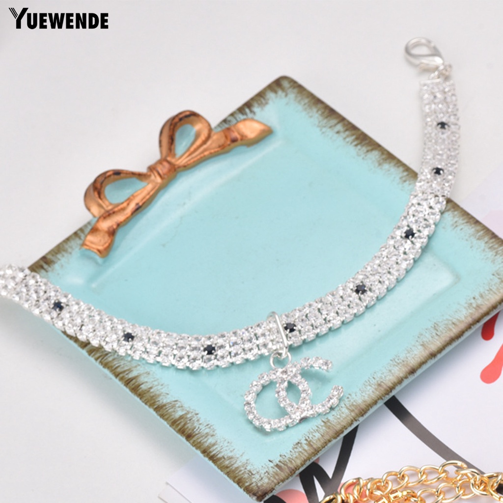 Vòng Cổ Đính Đá Lấp Lánh YR.T Có Khóa Tôm Hùm Màu Sắc Thân Thiện Với Da Cho Thú Cưng Chụp Ảnh