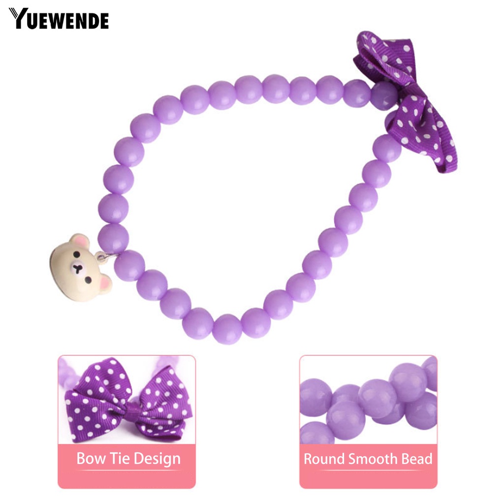 Vòng Cổ Gắn Hạt Nơ In Họa Tiết Chấm Bi / Đầu Gấu Hoạt Hình Dùng Làm Đạo Cụ Chụp Ảnh Cho Thú Cưng