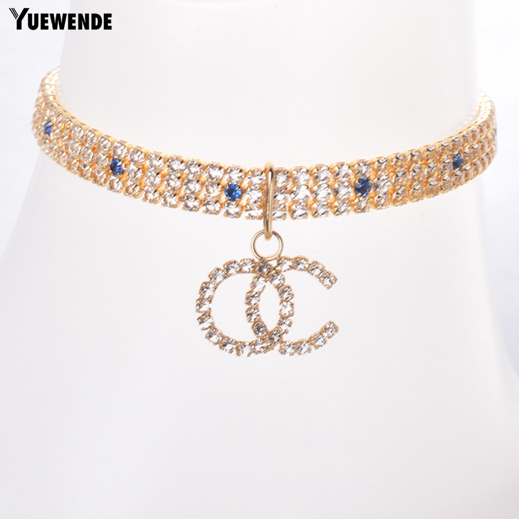 Vòng Cổ Đính Đá Lấp Lánh YR.T Có Khóa Tôm Hùm Màu Sắc Thân Thiện Với Da Cho Thú Cưng Chụp Ảnh
