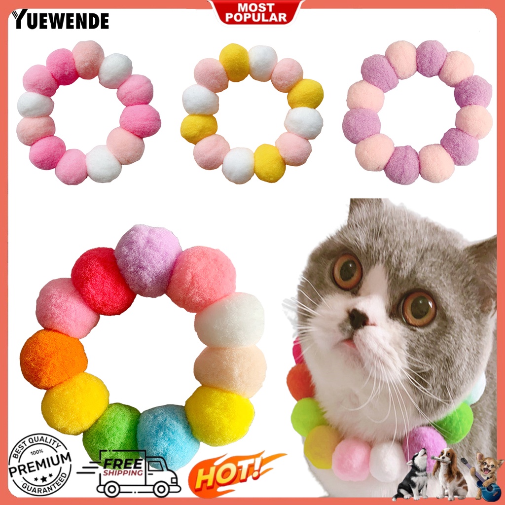 Vòng Cổ Gắn Quả Bông Nhiều Màu Sắc Dành Cho Thú Cưng Chụp Ảnh