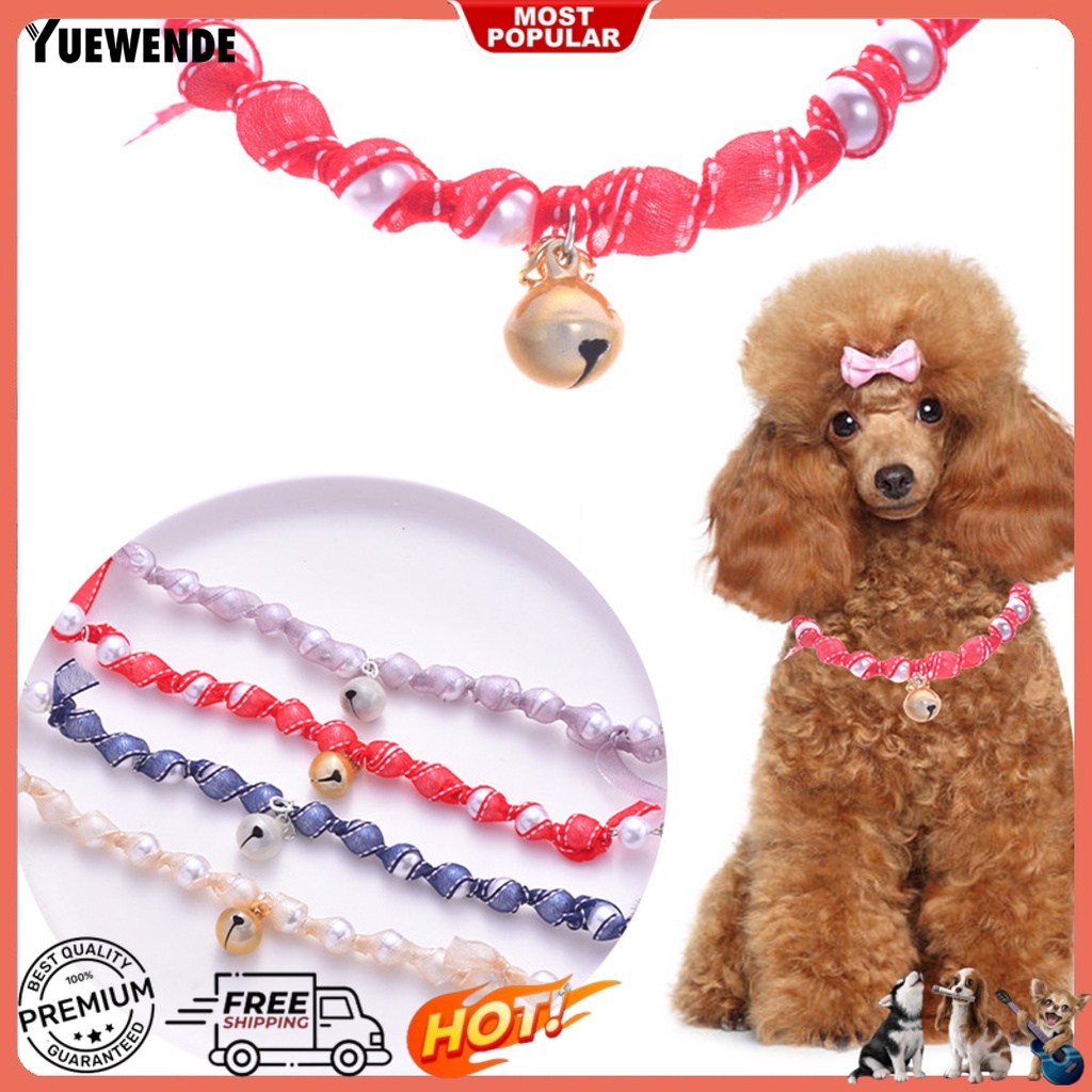 Vòng Cổ Mềm Mại Thoải Mái Gắn Chuông Và Ngọc Trai Giả Dành Cho Thú Cưng