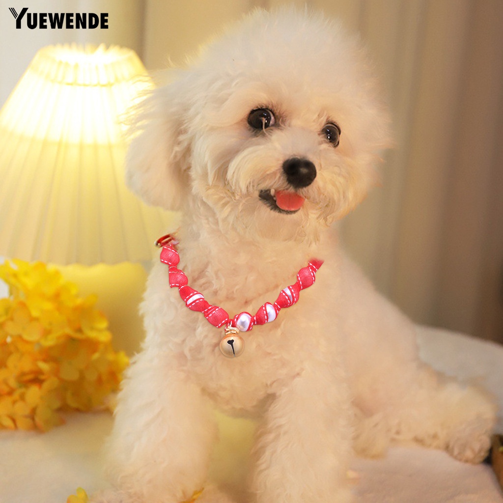 Vòng Cổ Mềm Mại Thoải Mái Gắn Chuông Và Ngọc Trai Giả Dành Cho Thú Cưng