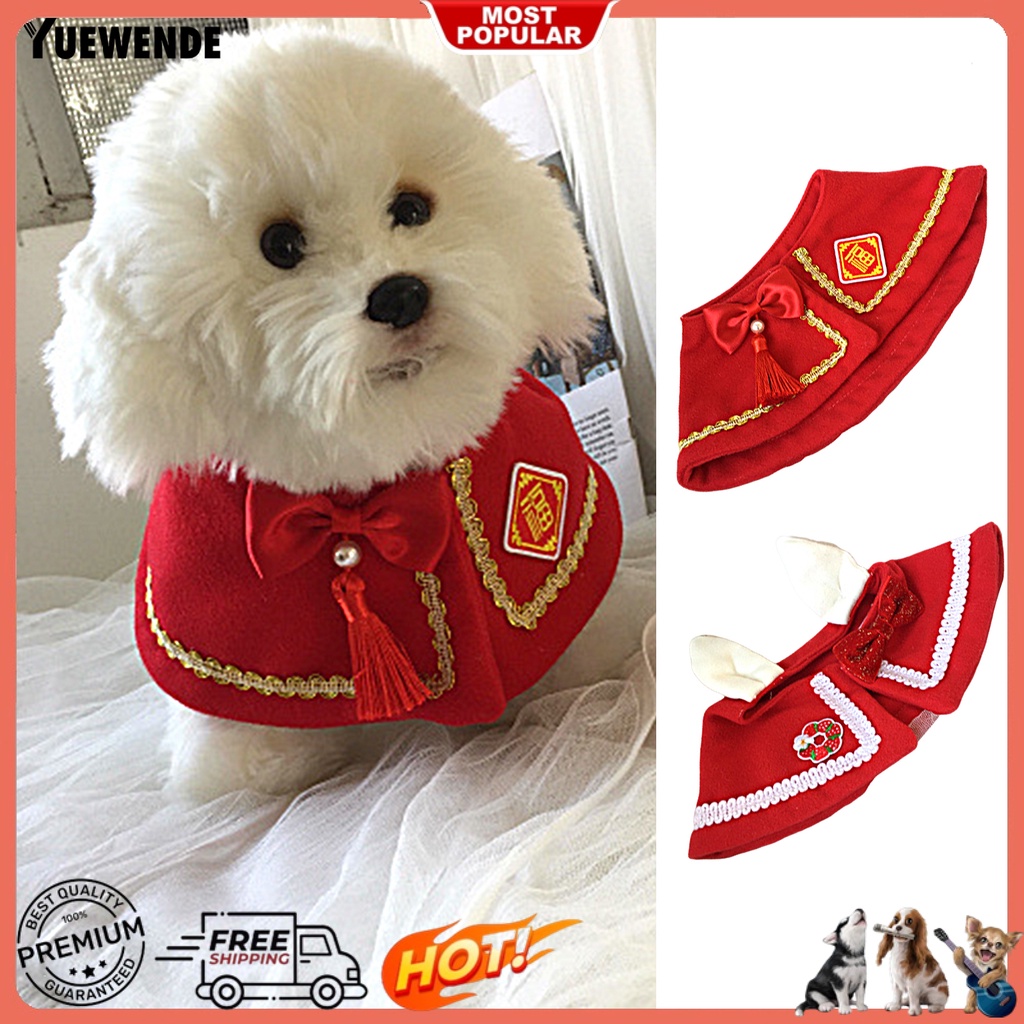 Yr.t Áo Choàng Thiết Kế Tua Rua Có Thể Giặt Được Với Vải Màu Sáng Trang Trí Giáng Sinh Năm Mới Dành Cho Thú Cưng