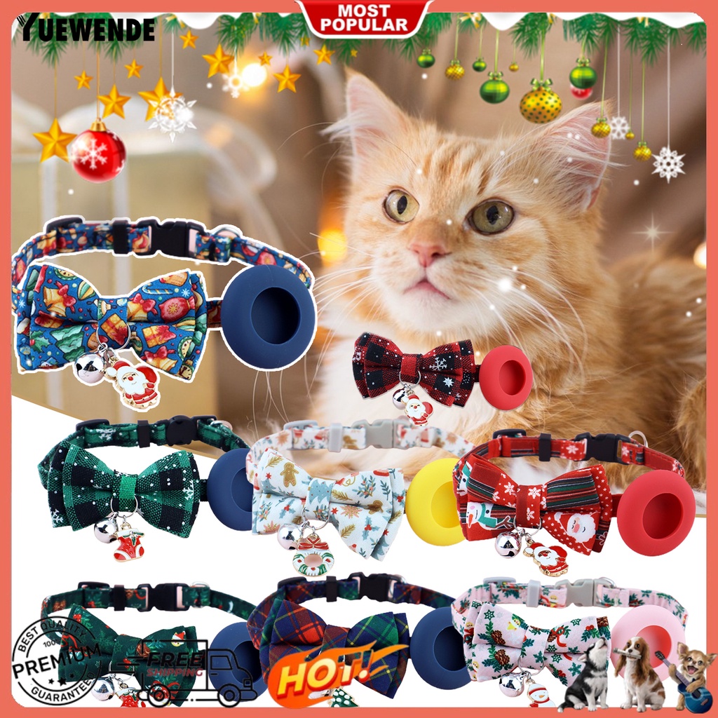 Yr.t Vòng Đeo Cổ Thú Cưng Bằng Polyester Siêu Mềm Chống Mài Mòn Dễ Điều Chỉnh Họa Tiết Thắt Nơ Phong Cách Giáng Sinh
