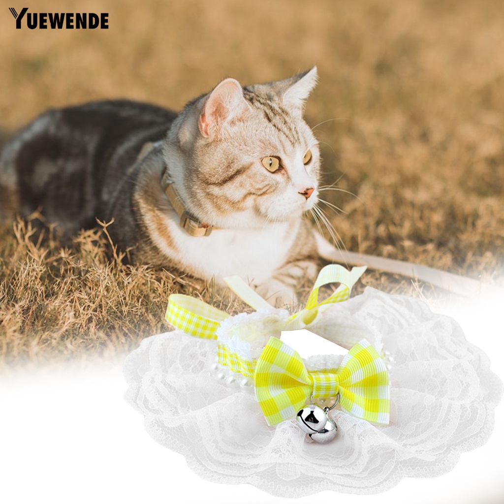 Yr.t Vòng Cổ Polyester Siêu Mềm Thắt Nơ Họa Tiết Kẻ Sọc Màu Sống Động Dễ Phối Đồ Có Chuông Cho Thú Cưng