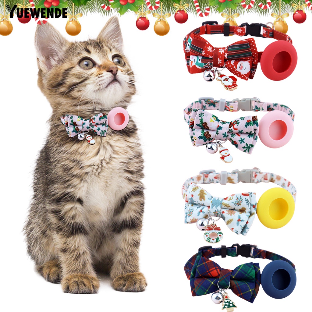 Yr.t Vòng Đeo Cổ Thú Cưng Bằng Polyester Siêu Mềm Chống Mài Mòn Dễ Điều Chỉnh Họa Tiết Thắt Nơ Phong Cách Giáng Sinh