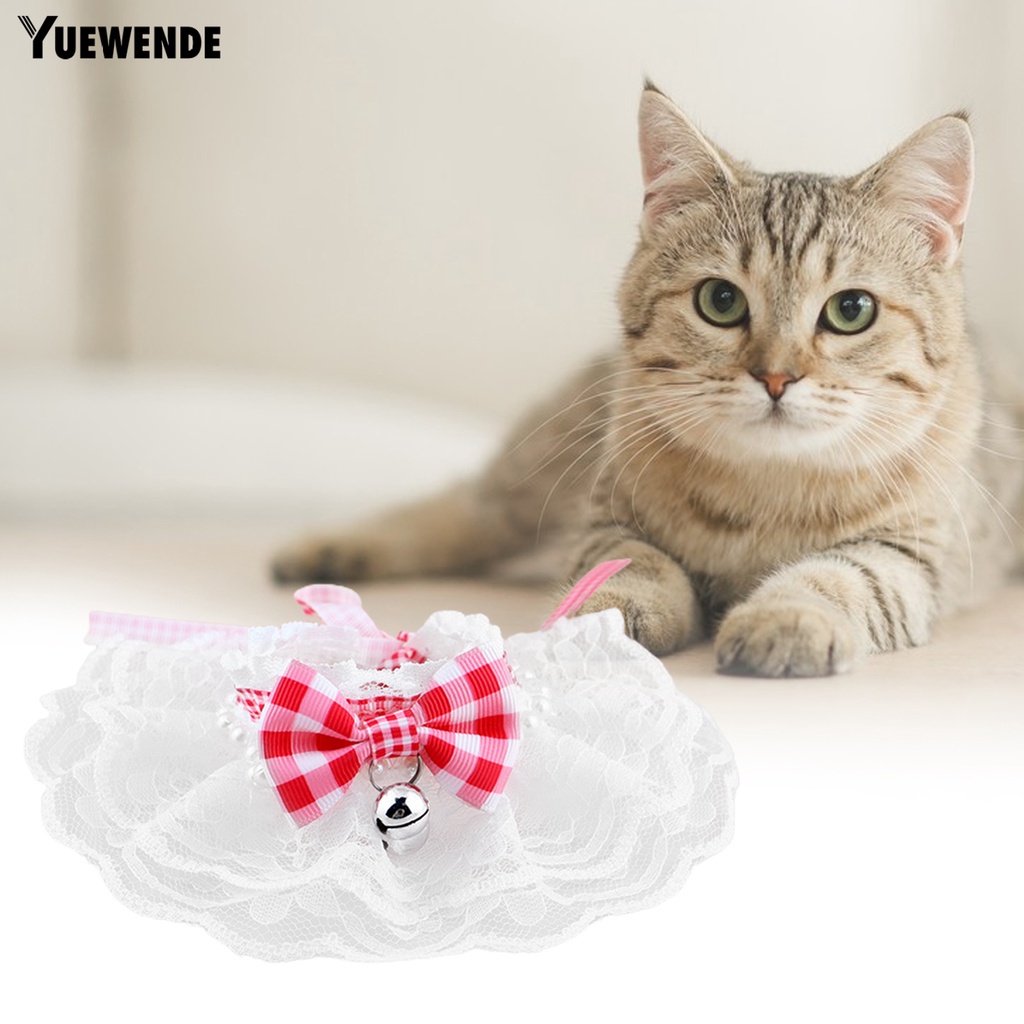 Yr.t Vòng Cổ Polyester Siêu Mềm Thắt Nơ Họa Tiết Kẻ Sọc Màu Sống Động Dễ Phối Đồ Có Chuông Cho Thú Cưng