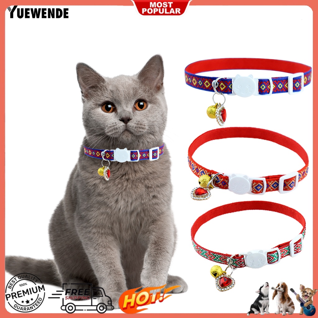 Yr.t Vòng Cổ Thú Cưng Bằng Polyester In Họa Tiết Trái Tim Nhiều Màu Dễ Tháo Gỡ Nhanh Chóng Chống Mài Mòn Thân Thiện Với Da