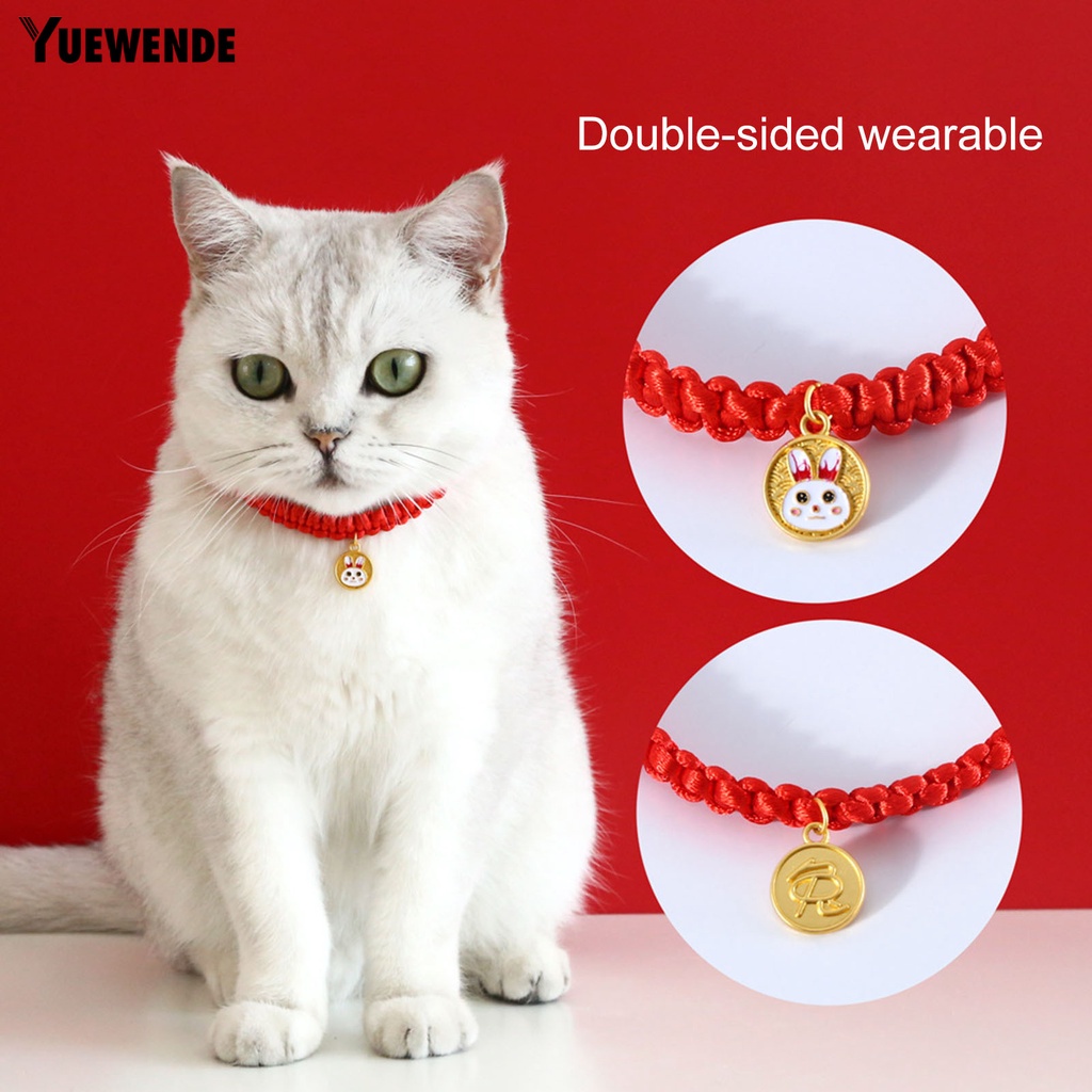 Vòng Cổ Bằng Polyester Màu Đỏ Họa Tiết Hoạt Hình Phong Cách Trung Hoa Cho Cún Cưng