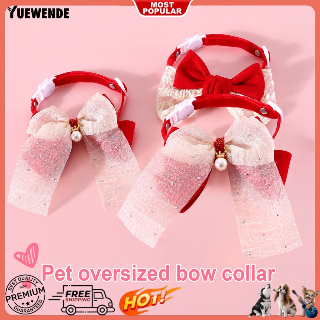 Vòng Cổ Bằng Vải Nhung Có Khóa Cài Thắt Nơ Chống Cắn Có Thể Điều Chỉnh Thoải Mái Dành Cho Thú Cưng Nhỏ