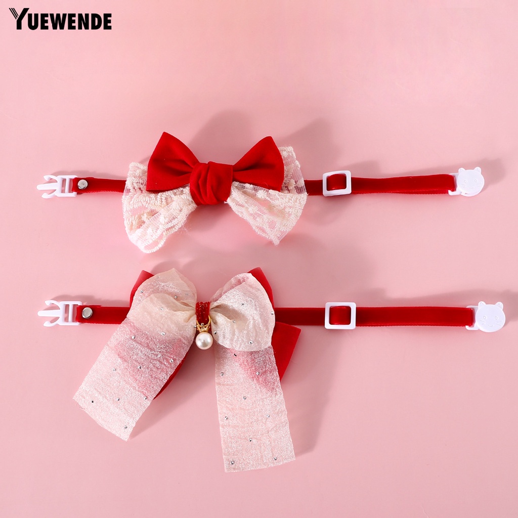 Vòng Cổ Bằng Vải Nhung Có Khóa Cài Thắt Nơ Chống Cắn Có Thể Điều Chỉnh Thoải Mái Dành Cho Thú Cưng Nhỏ