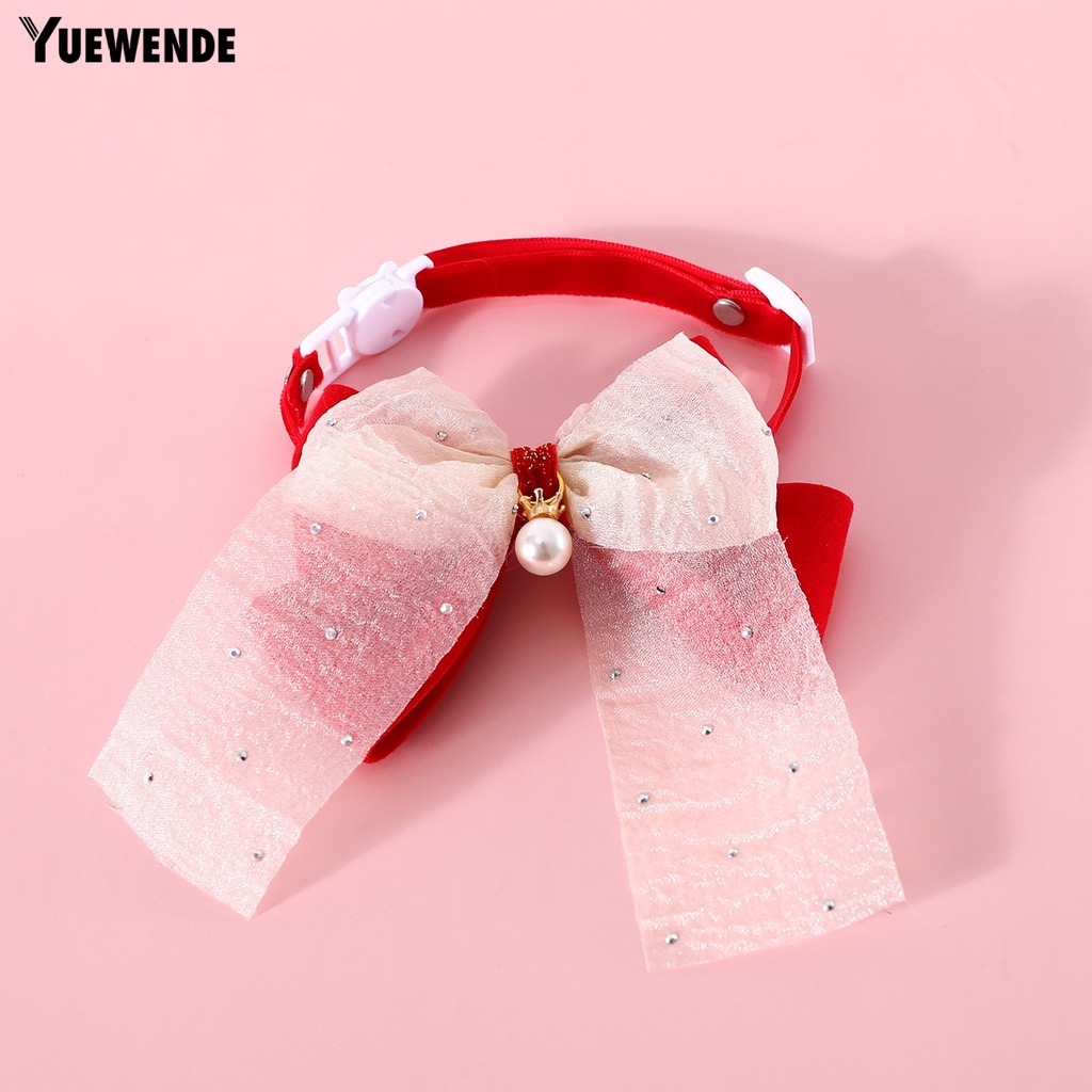 Vòng Cổ Bằng Vải Nhung Có Khóa Cài Thắt Nơ Chống Cắn Có Thể Điều Chỉnh Thoải Mái Dành Cho Thú Cưng Nhỏ