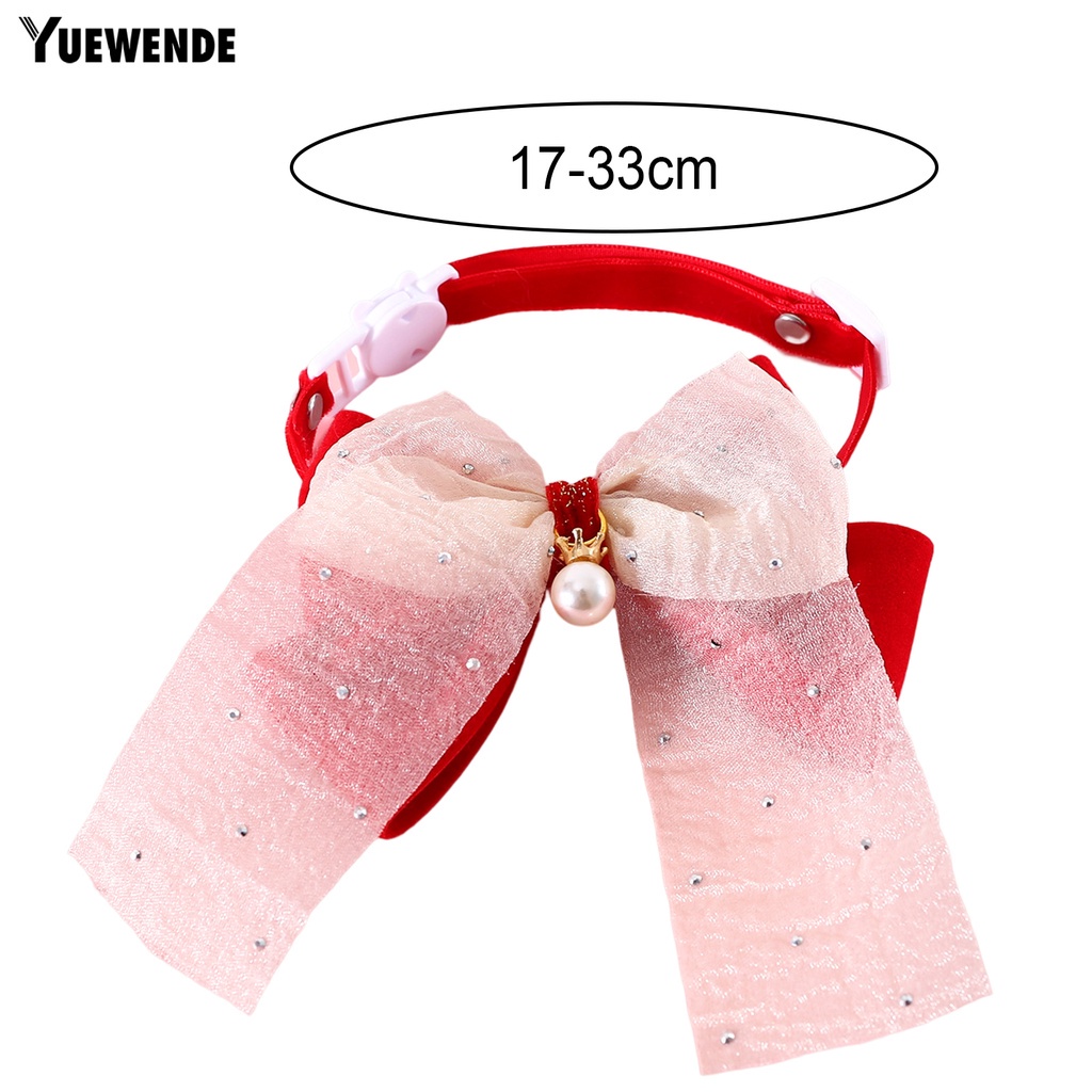 Vòng Cổ Bằng Vải Nhung Có Khóa Cài Thắt Nơ Chống Cắn Có Thể Điều Chỉnh Thoải Mái Dành Cho Thú Cưng Nhỏ