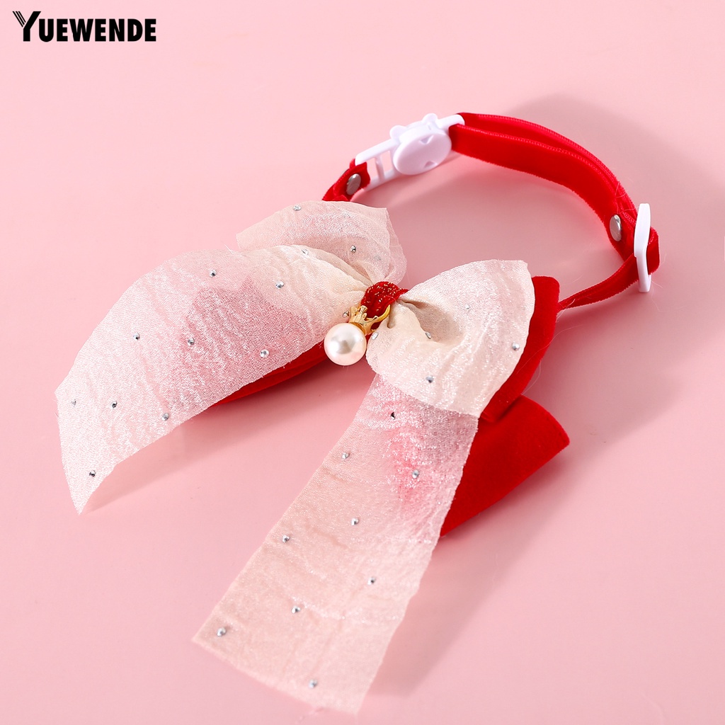 Vòng Cổ Bằng Vải Nhung Có Khóa Cài Thắt Nơ Chống Cắn Có Thể Điều Chỉnh Thoải Mái Dành Cho Thú Cưng Nhỏ