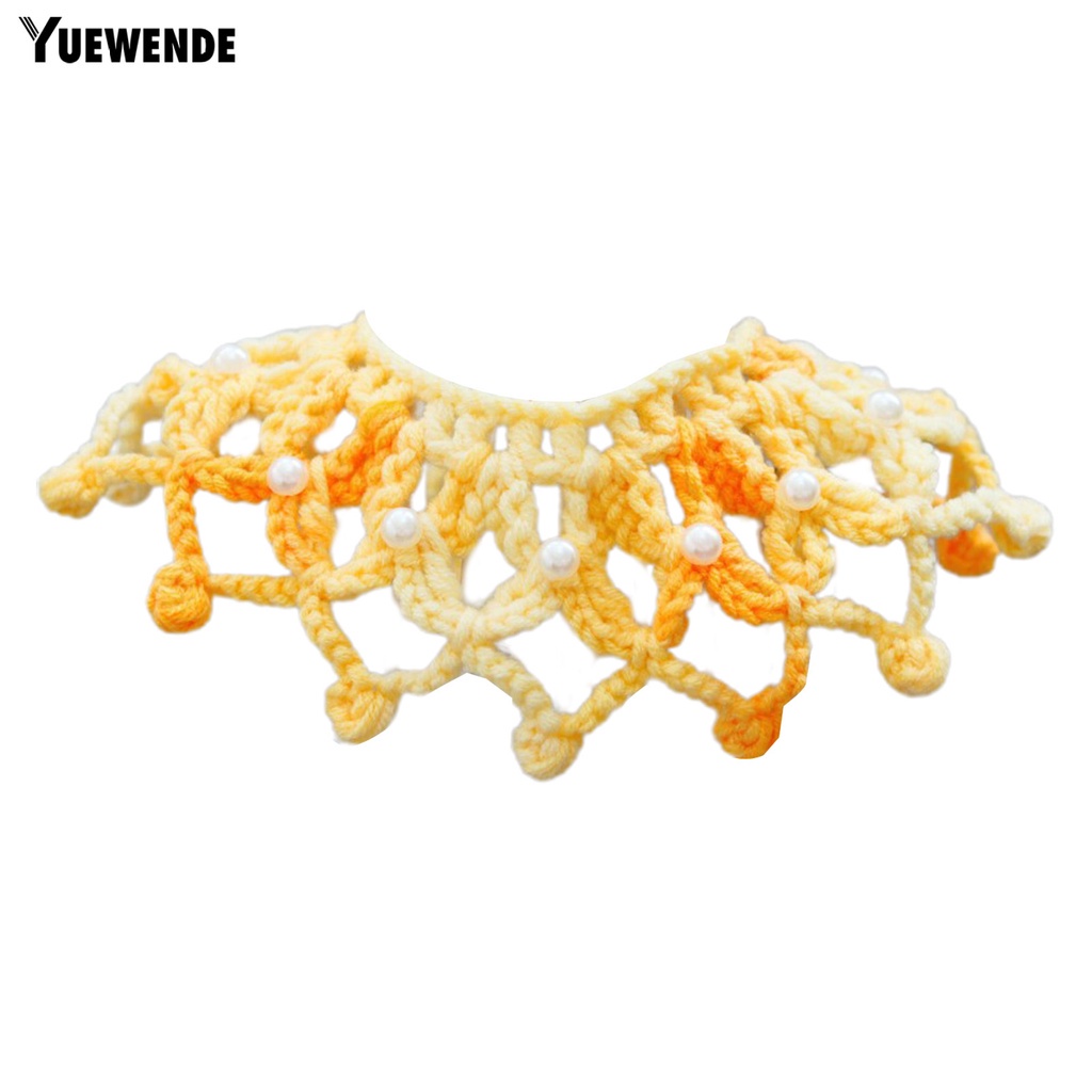 Yr.t Vòng Cổ Dệt Kim Đính Ngọc Trai Nhân Tạo Điều Chỉnh Được Chống Cắn Thoải Mái Mềm Mại Cho Thú Cưng