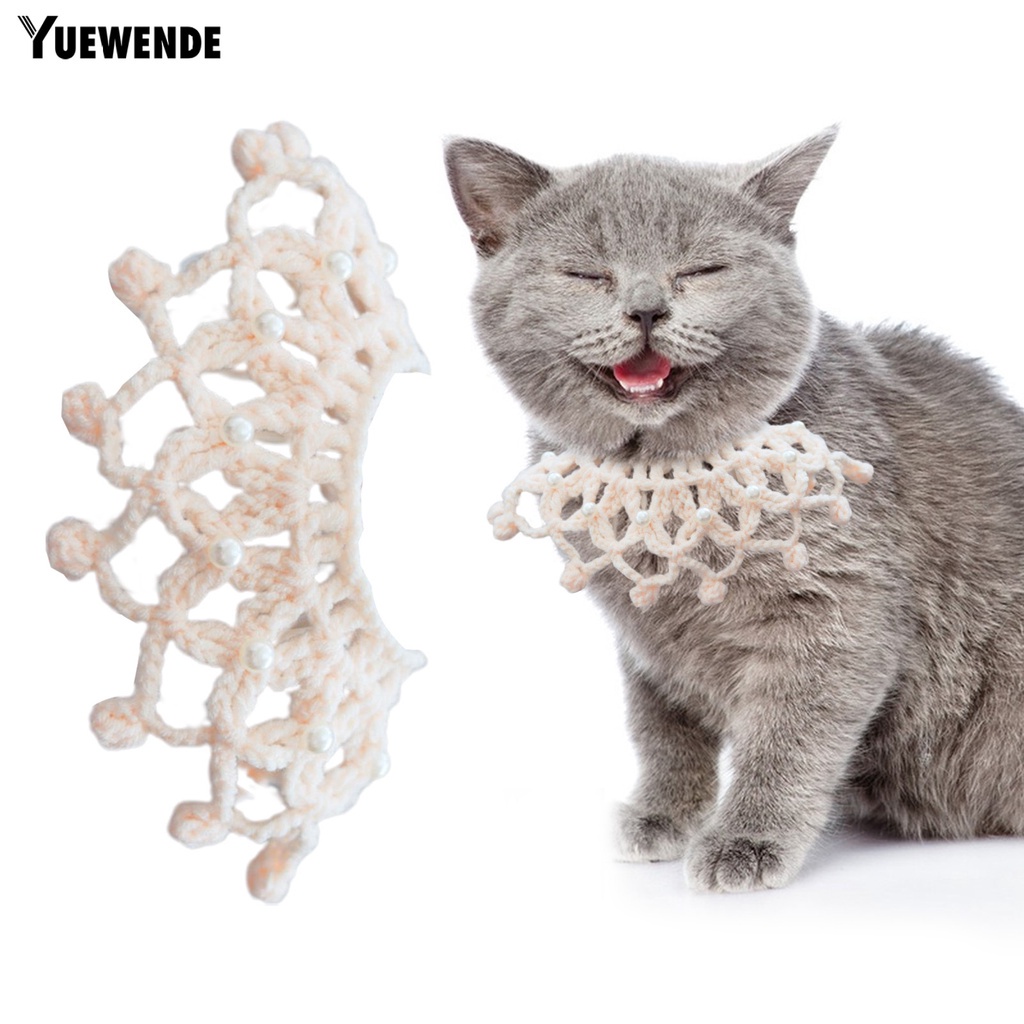 Yr.t Vòng Cổ Dệt Kim Đính Ngọc Trai Nhân Tạo Điều Chỉnh Được Chống Cắn Thoải Mái Mềm Mại Cho Thú Cưng