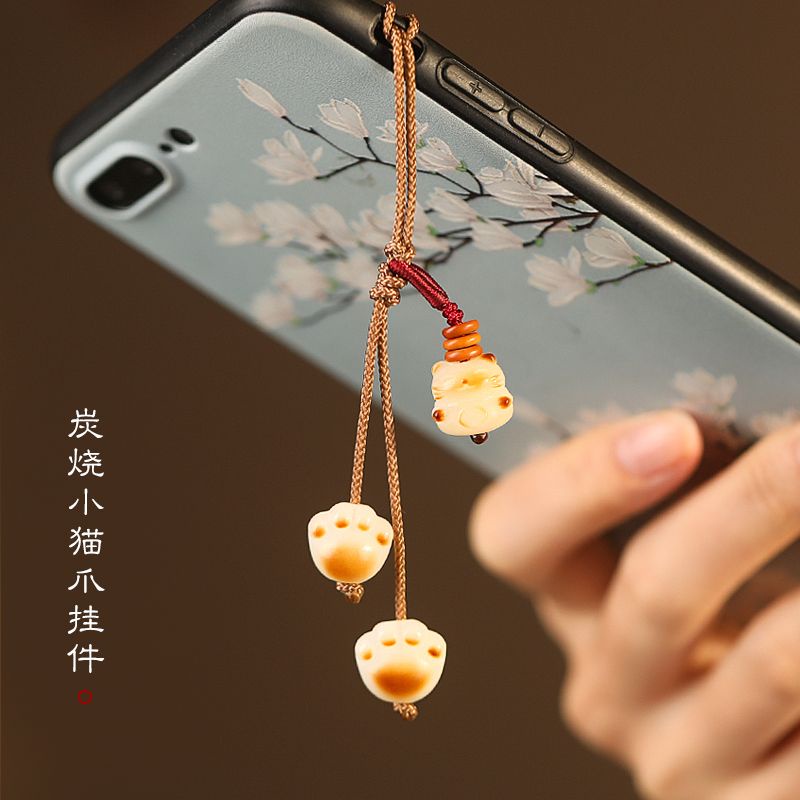 Móc Điện Thoại Hình Bàn Chân Mèo Bằng Than Hoạt Tính Dễ Thương