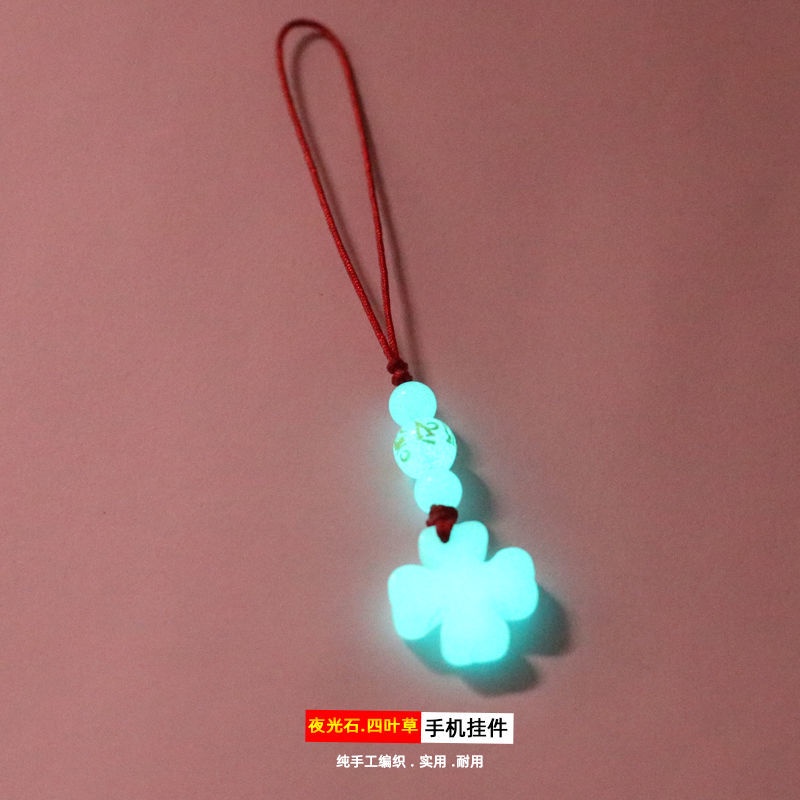 Dây Đeo Điện Thoại Di Động Mặt Cỏ Bốn Lá Dạ Quang Sáng Tạo Dễ Phối Đồ Cho Nam Và Nữ f