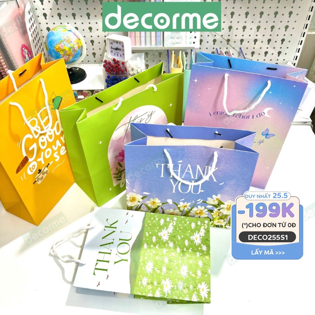 Túi quà nắp 5 size - nhiều mẫu, phụ kiện quà tặng, hàng mới về DECORME