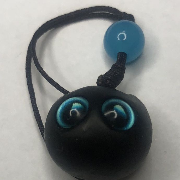 Mặt Dây Chuyền Điện Thoại Bằng Gỗ Đàn Hương Màu Tím Hình Mèo May Mắn Luo Xiaohei Trang Trí Túi Xách Không Thuần Đen