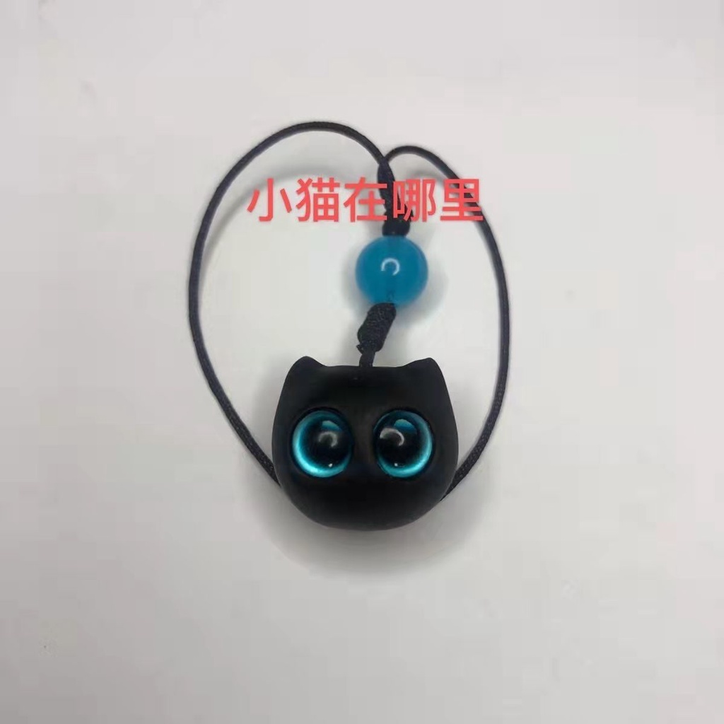 Mặt Dây Chuyền Điện Thoại Bằng Gỗ Đàn Hương Màu Tím Hình Mèo May Mắn Luo Xiaohei Trang Trí Túi Xách Không Thuần Đen