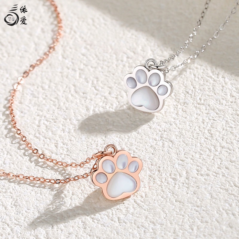Vòng cổ Bạc 925 Mặt Hình Dấu Chân Mèo Chống Oxy Hóa Không Phai Màu Cho Nữ