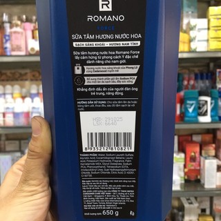 Sữa tắm Romano Force 650g