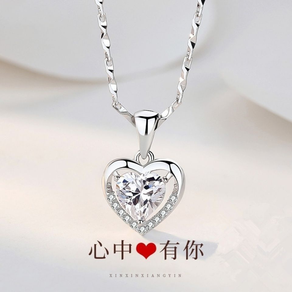 Vòng cổ Bạc s925 Mặt Hình Trái Tim Cao Cấp Cho Nữ