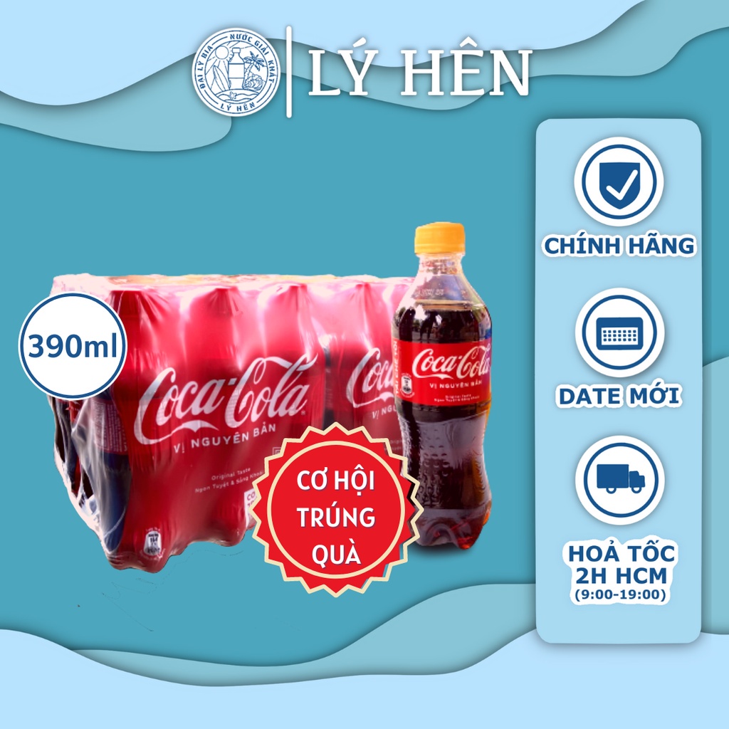 Lốc 6 chai Nước Ngọt Có Gas Coca Cola Soft Drink Chai Nhựa PEP 390ml Date Luôn Mới
