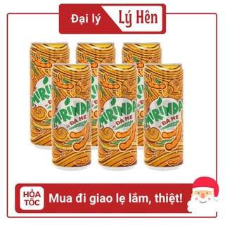  Lốc 6 Lon Nước Ngọt Có Gas Mirinda Đá Me - Soft Drink Lon 330ml Date Luôn Mới 