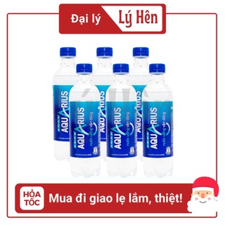 Lốc 6 chai nước uống thể thao vận động aquarius bổ sung khoáng và chất điện giải chai 390ml date luôn mới