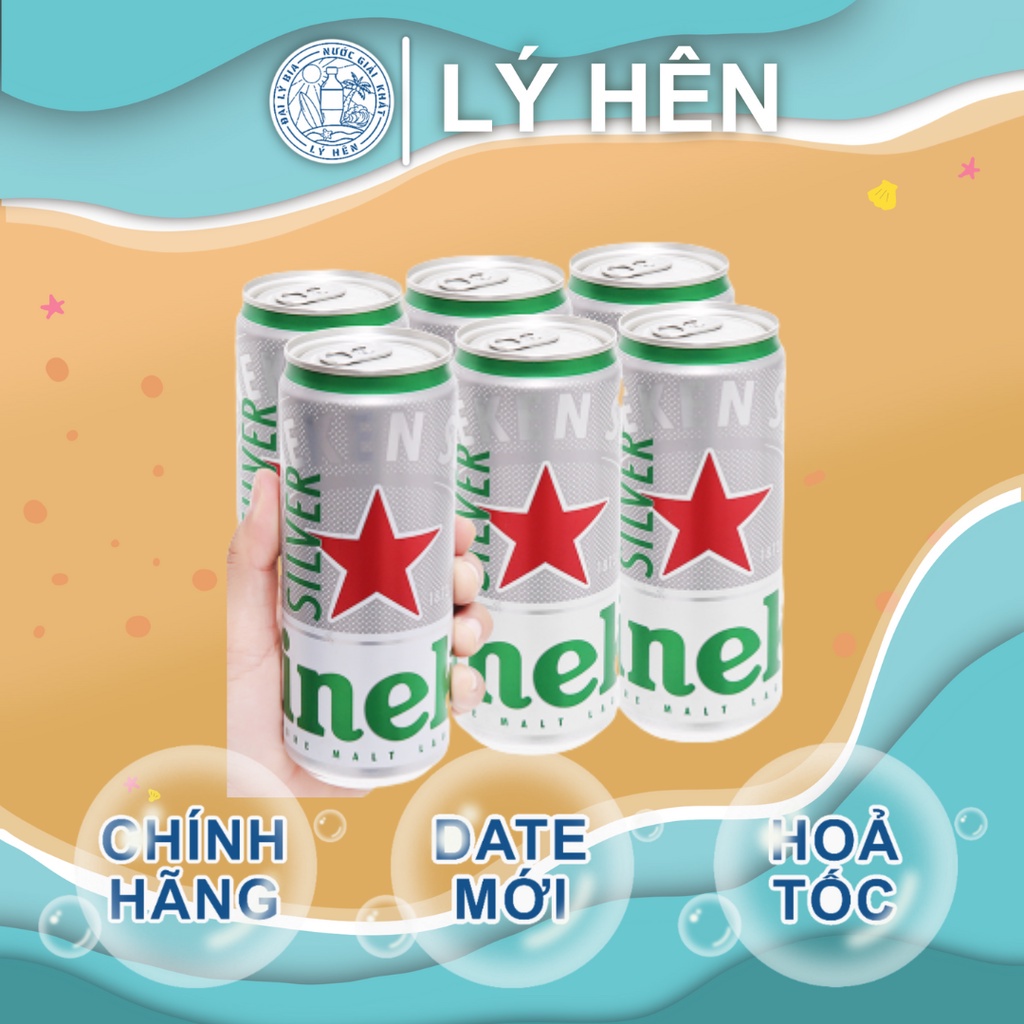 Lốc 6 Lon Bia Cao Heineken Silver - Heineken Bạc 330ml/Lon Date Luôn Mới