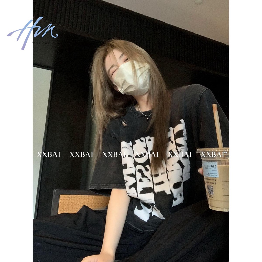 Áo Thun Tay Ngắn In Chữ Thiết Kế Rách Thời Trang Mùa Hè 2023 Phong Cách Mỹ Hàng Mới Dành Cho Bạn Nữ