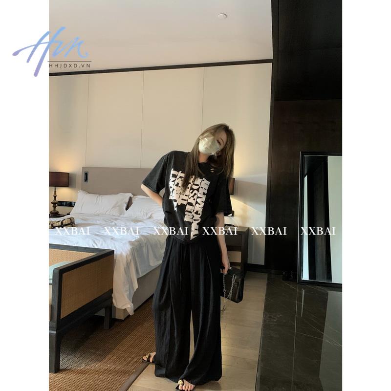 Áo Thun Tay Ngắn In Chữ Thiết Kế Rách Thời Trang Mùa Hè 2023 Phong Cách Mỹ Hàng Mới Dành Cho Bạn Nữ