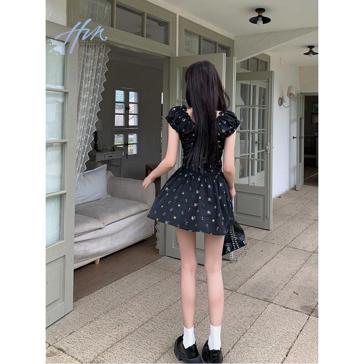 Đầm Hoa Ngắn Màu Đen Thời Trang Phong Cách Mới 2023