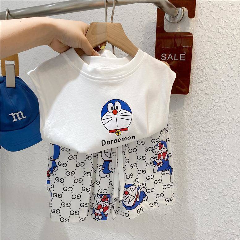 đồ bé trai hàn quốc Trẻ Em Và Trẻ Em & Trẻ Em#Set Đồ Vest 39; s Vest Bé Trai & Bé Gái 39; s#Bộ Đồ Hai Mảnh Mùa Hè 39; s Mùa Hè Năm 2021 Phong Cách Hàn Quốc In Họa Tiết Mèo Hoạt Hình Ding-Da